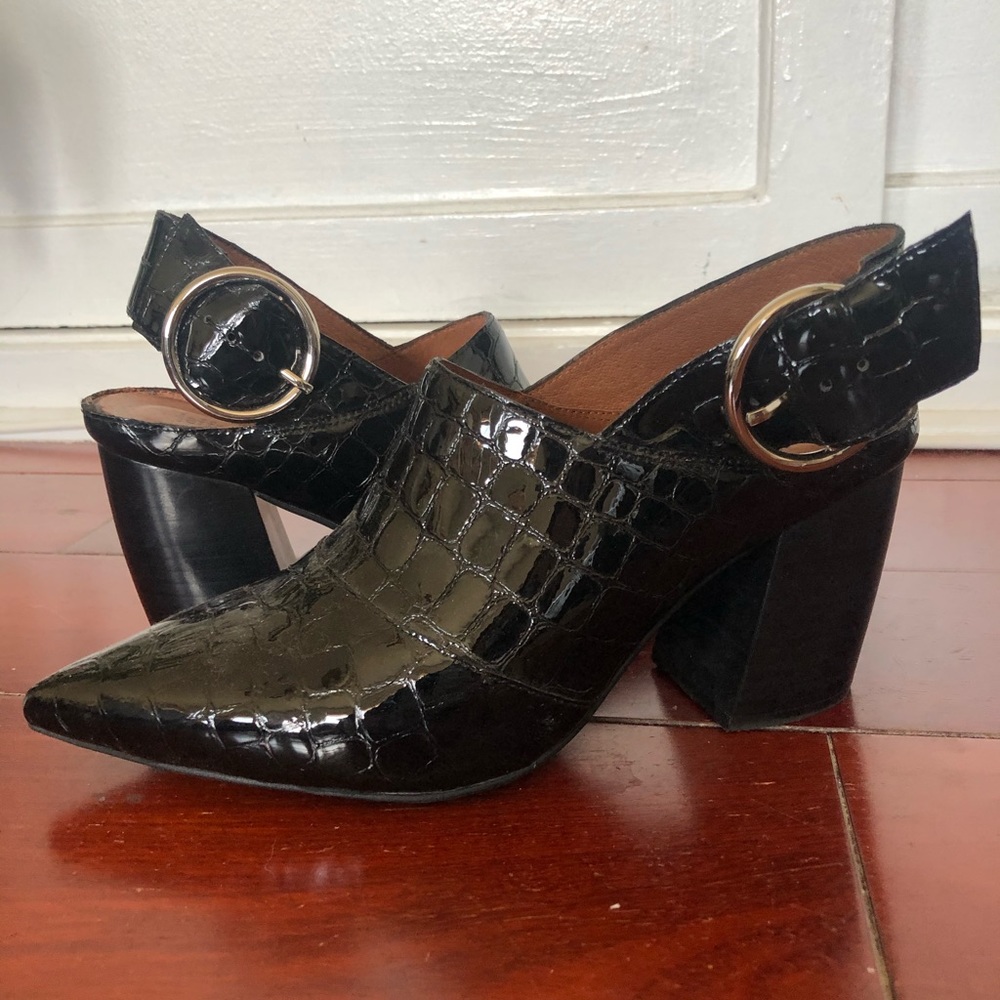 Jeffrey Campbell patent leather croc boots